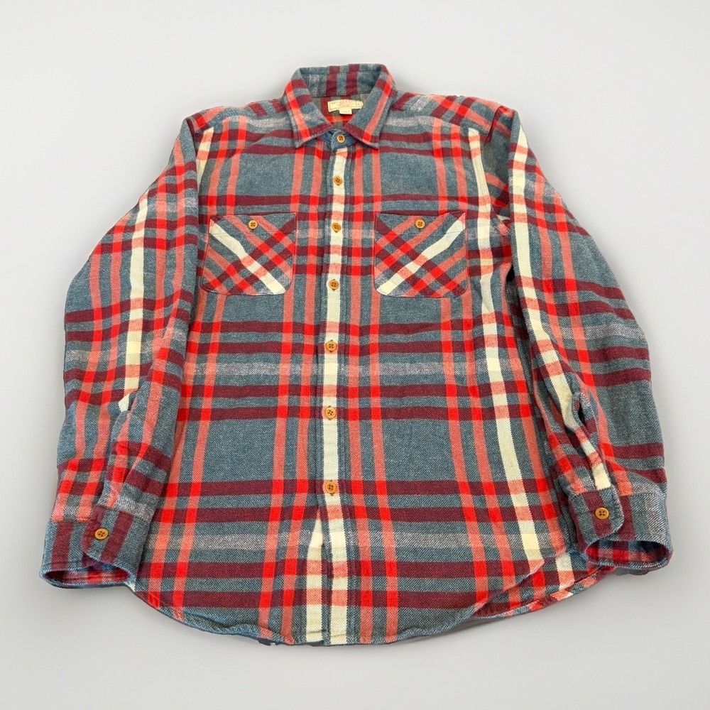 Wallace & Barnes Flannel Shirt Mens Medium Plaid Classic Long‎ Sleeve